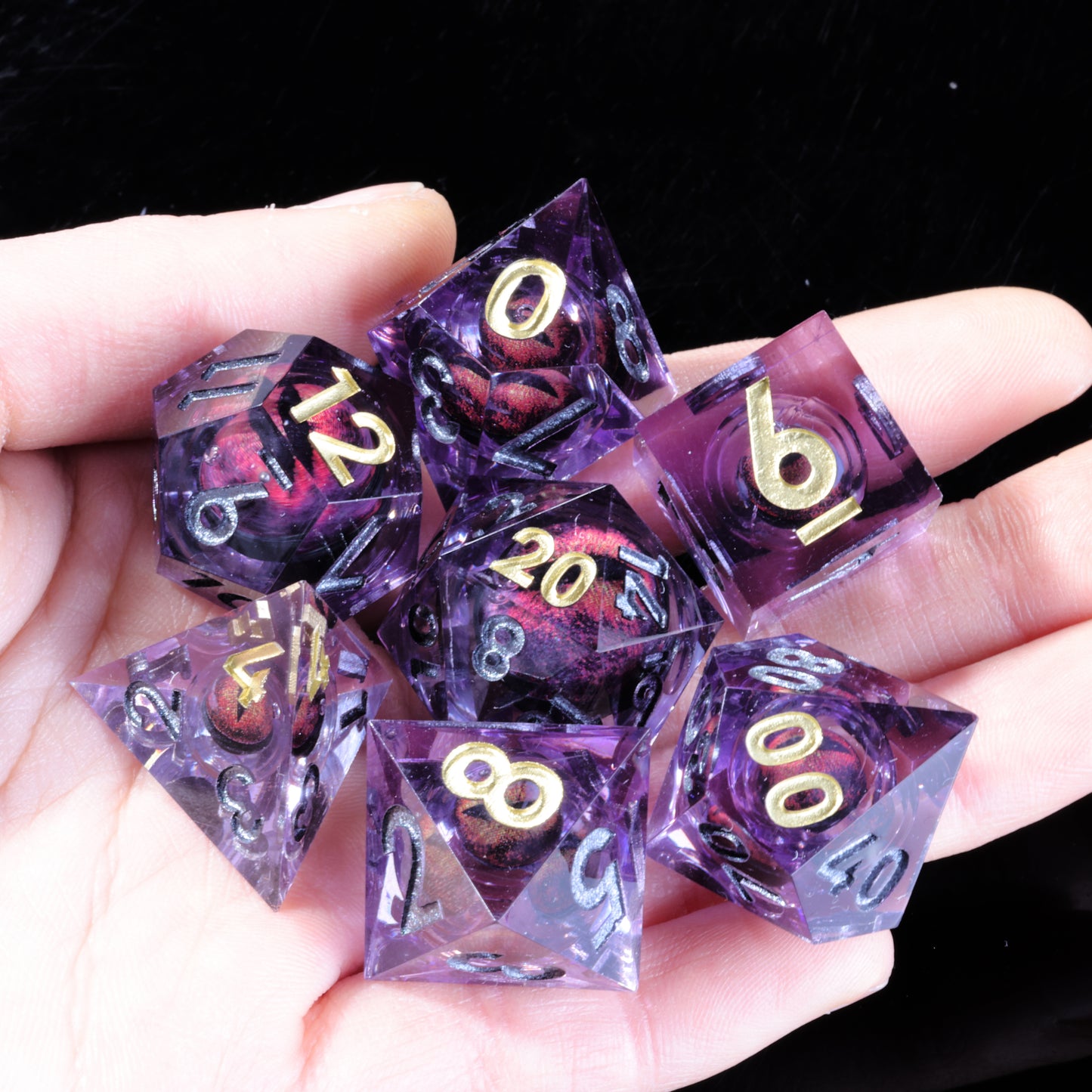 Red Dragon Eye3 Handmade Sharp Edge 7 Piec Reesin d&d Dungeons and Dragons Dice Set