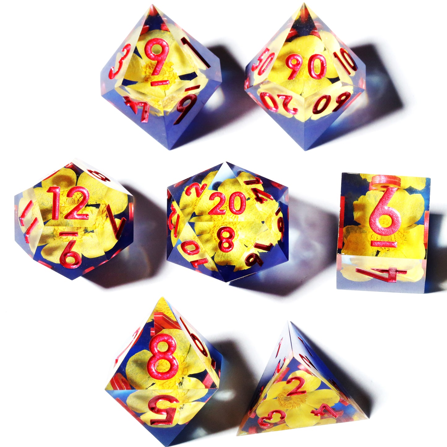 Wizard Charm Handmade Sharp Edge 7 Piece Dice Set