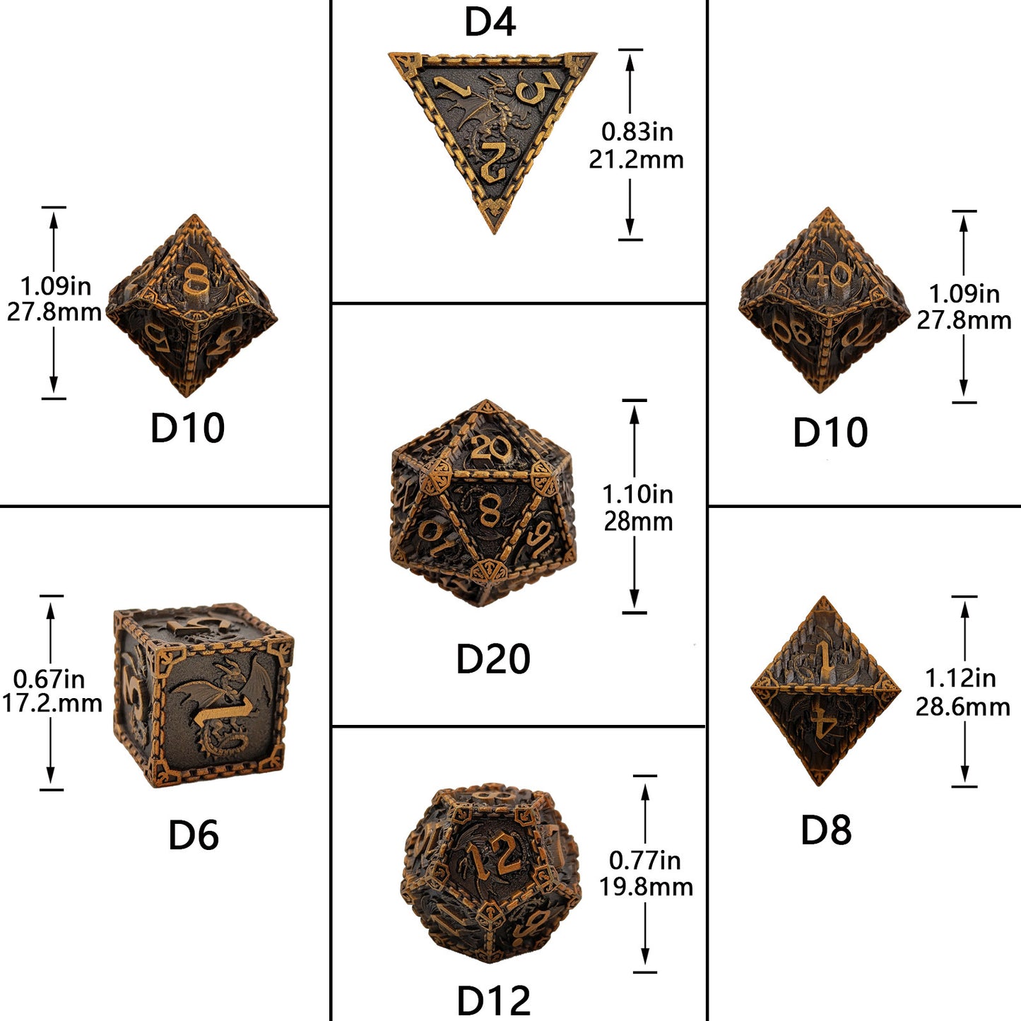 ๐ Solid Dragon - Luxury Metal Dice Set ๐ฒ