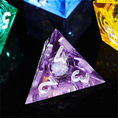 Liquid Core Rainbow Handmade Sharp Edge 7 Piece Resin d&d Dungeons and Dragons Dice Set
