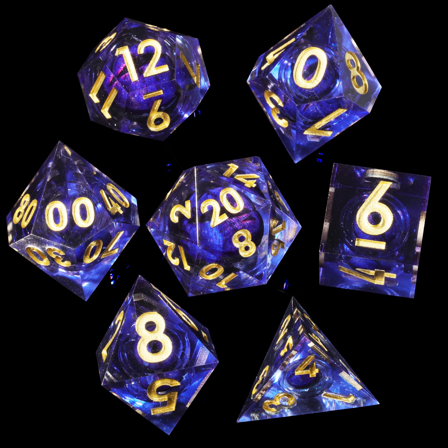 Purple Dragon Eye1 Handmade Sharp Edge 7 Piec Reesin d&d Dungeons and Dragons Dice Set