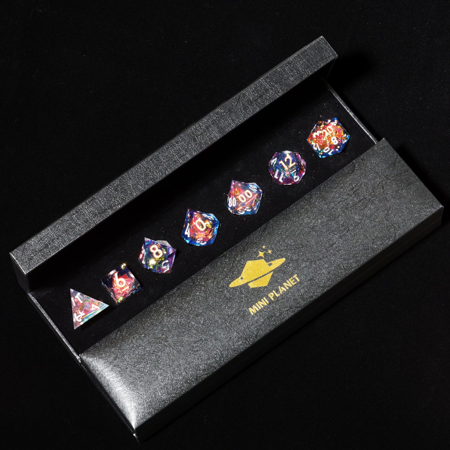 Cozy Weekend Handmade Sharp Edge 7 Piece Resin d&d Dungeons and Dragons Dice Set