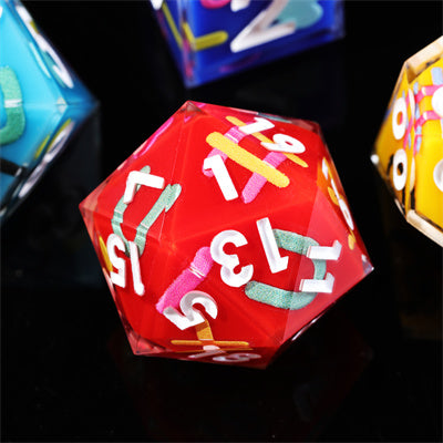 Iconic Rainbow Handmade Sharp Edge 7 Piece Resin d&d Dungeons and Dragons Dice Set
