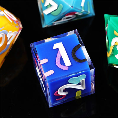Iconic Rainbow Handmade Sharp Edge 7 Piece Resin d&d Dungeons and Dragons Dice Set