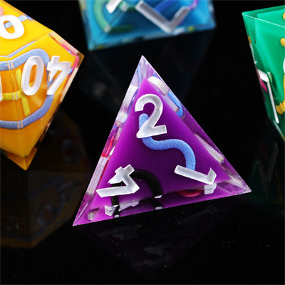 Iconic Rainbow Handmade Sharp Edge 7 Piece Resin d&d Dungeons and Dragons Dice Set