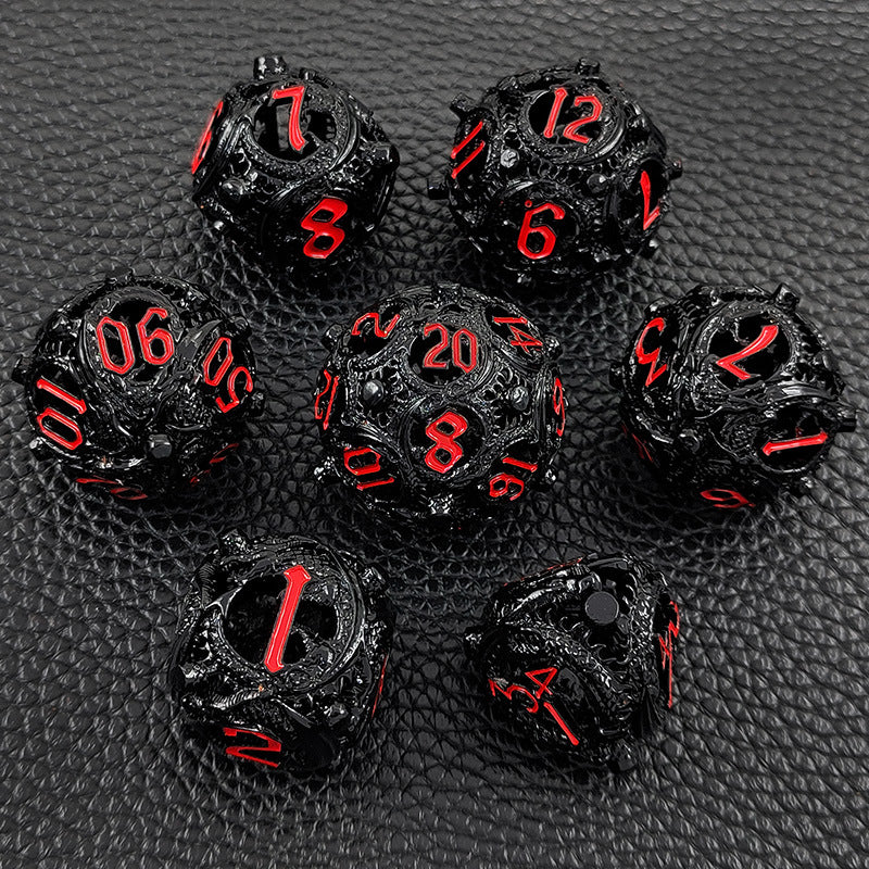 ๐ Dragon Soars Through Clouds - Hollow Flying Dragon Metal Dice Set ๐ฒ