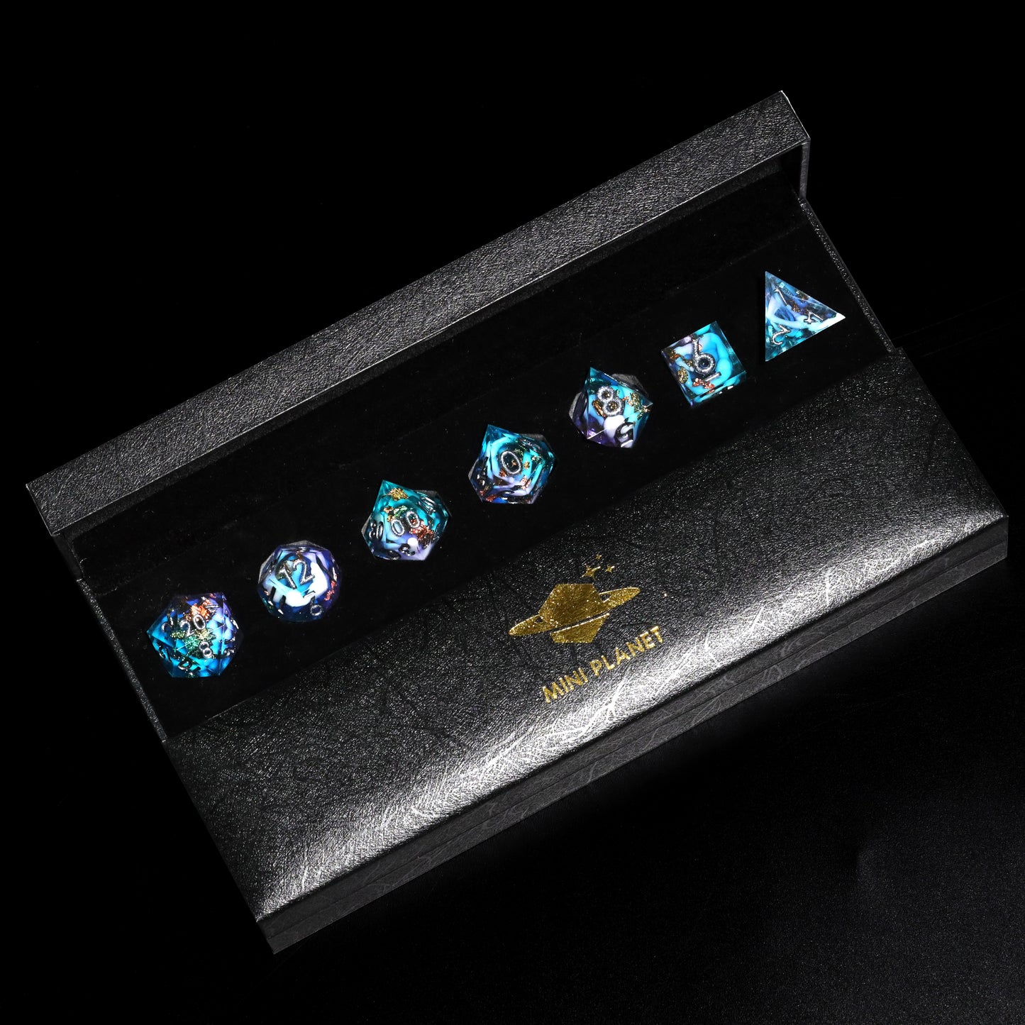 Ice Age Handmade Sharp Edge 7 Piece Resin d&d Dungeons and Dragons Dice Set