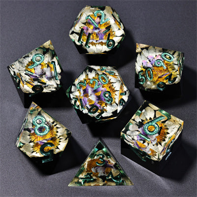 Eternity-Handmade Sharp Edge 7 Piece dnd Dungeons and Dragons Dice Set