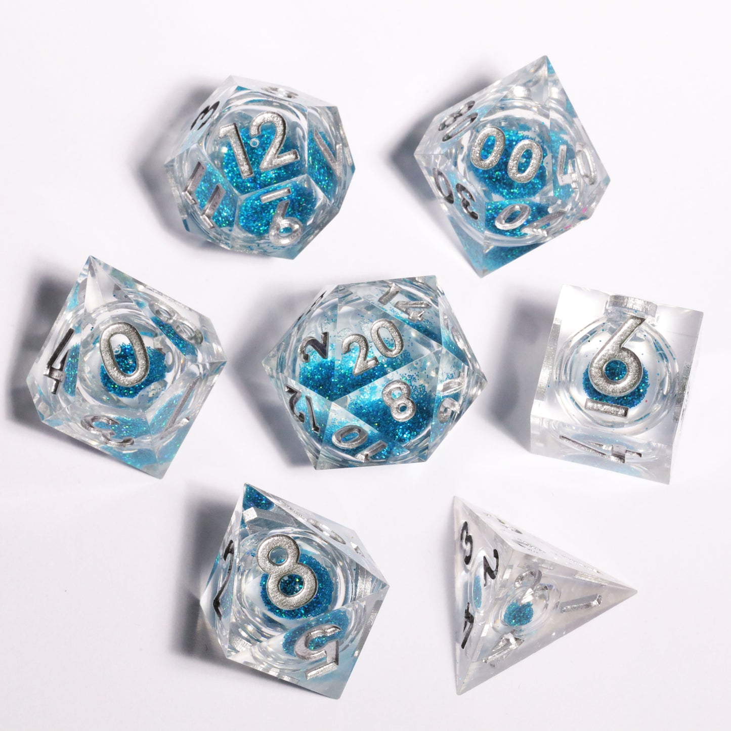 Purity Handmade Handmade Sharp Edge 7 Piece Reesin d&d Dungeons and Dragons Dice Set
