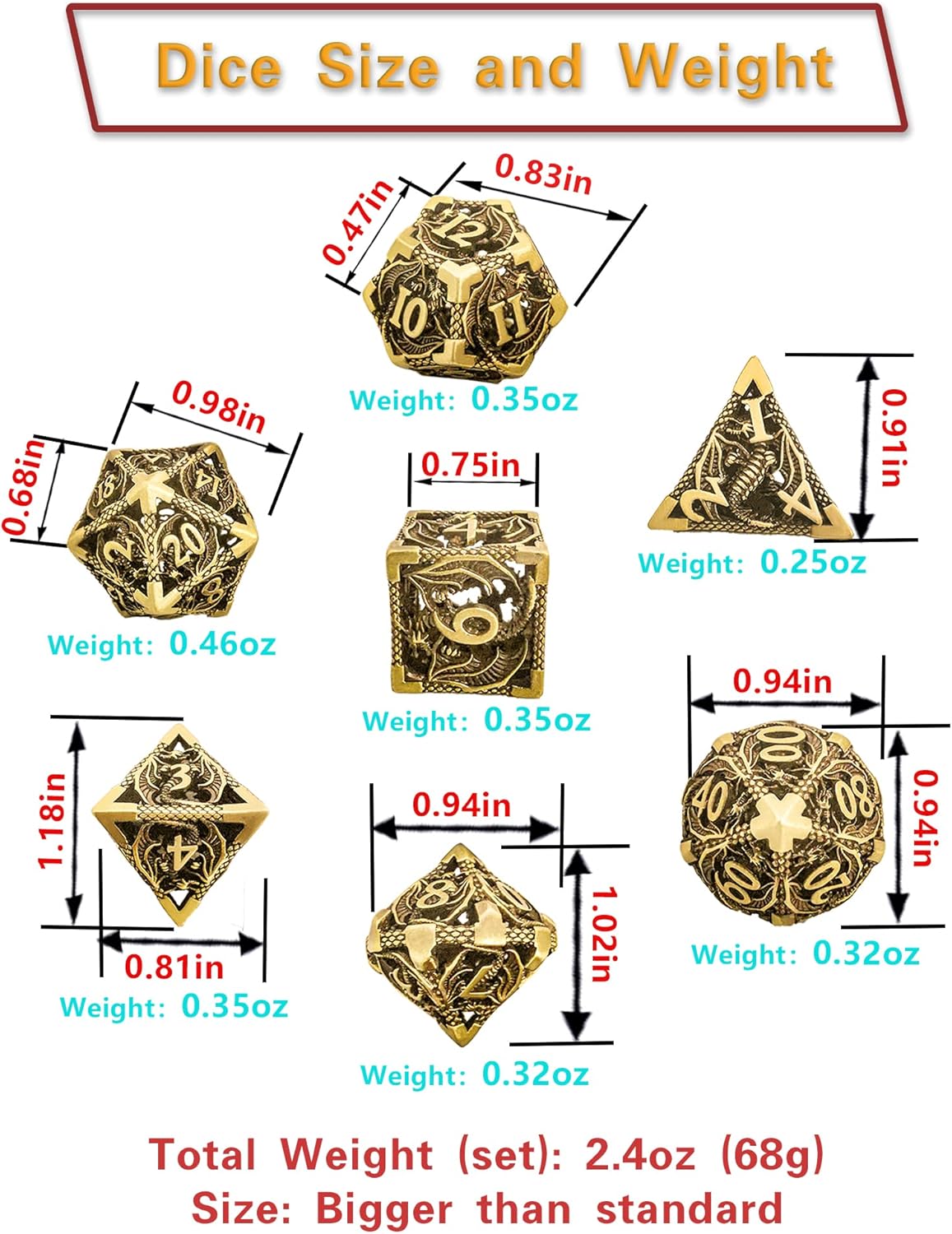 ๐ Dragon Soars Through Clouds - Hollow Flying Dragon Metal Dice Set ๐ฒ