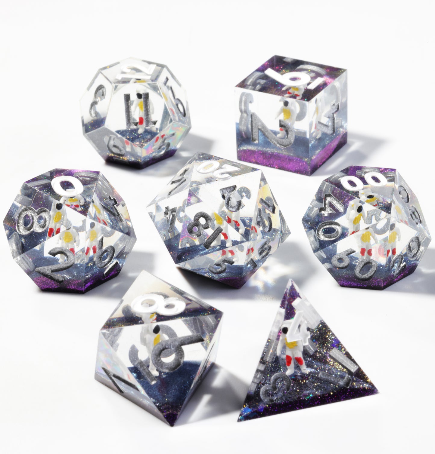 Strolling On Mars Handmade Sharp Edge 7 Piece Reesin d&d Dungeons and Dragons Dice Set