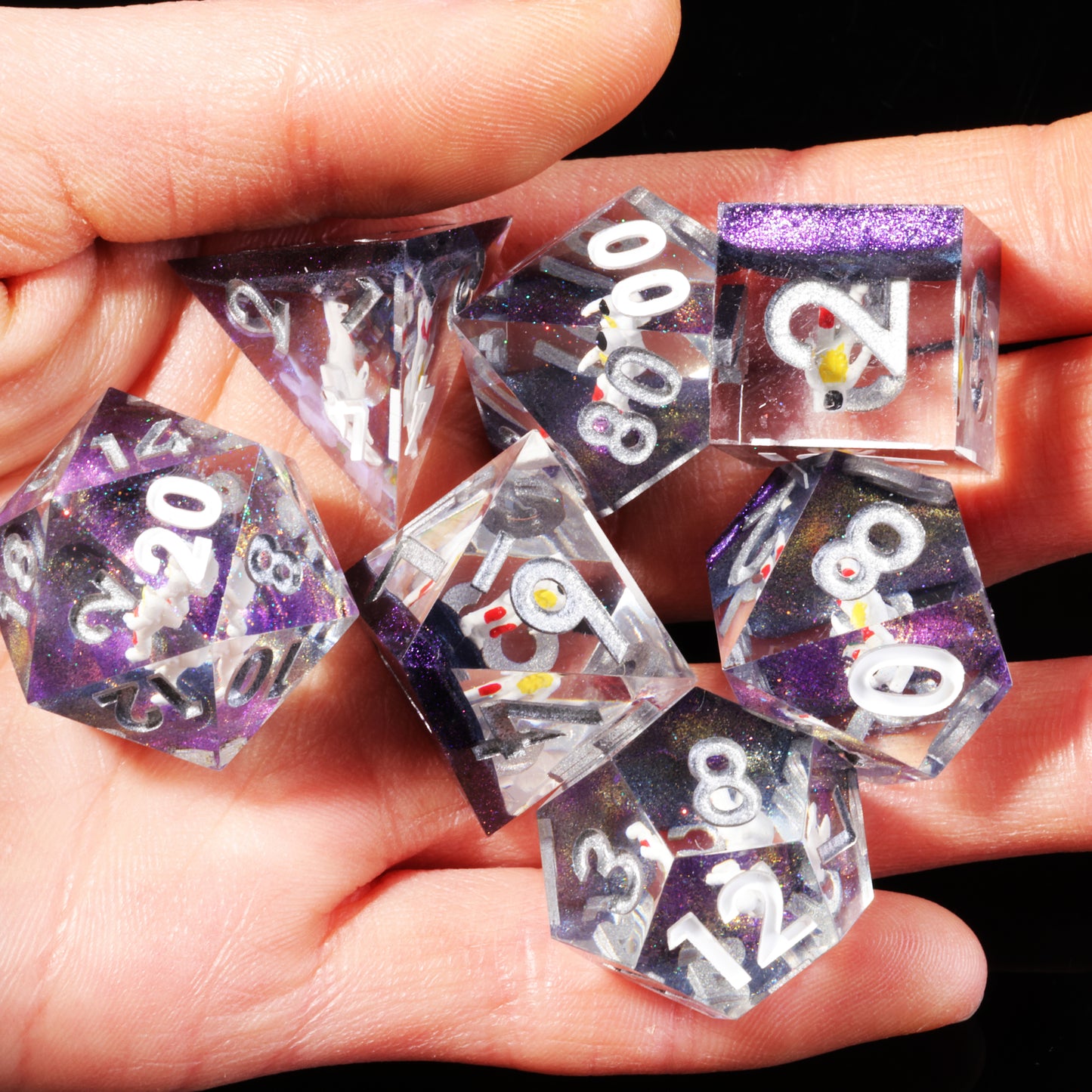 Strolling On Mars Handmade Sharp Edge 7 Piece Reesin d&d Dungeons and Dragons Dice Set