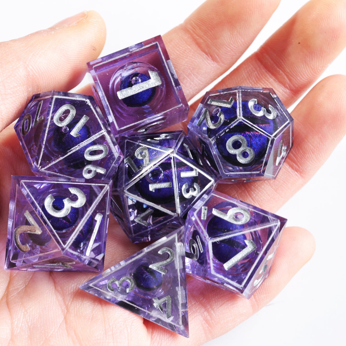 Purple Dragon Eye2 Handmade Sharp Edge 7 Piec Reesin d&d Dungeons and Dragons Dice Set