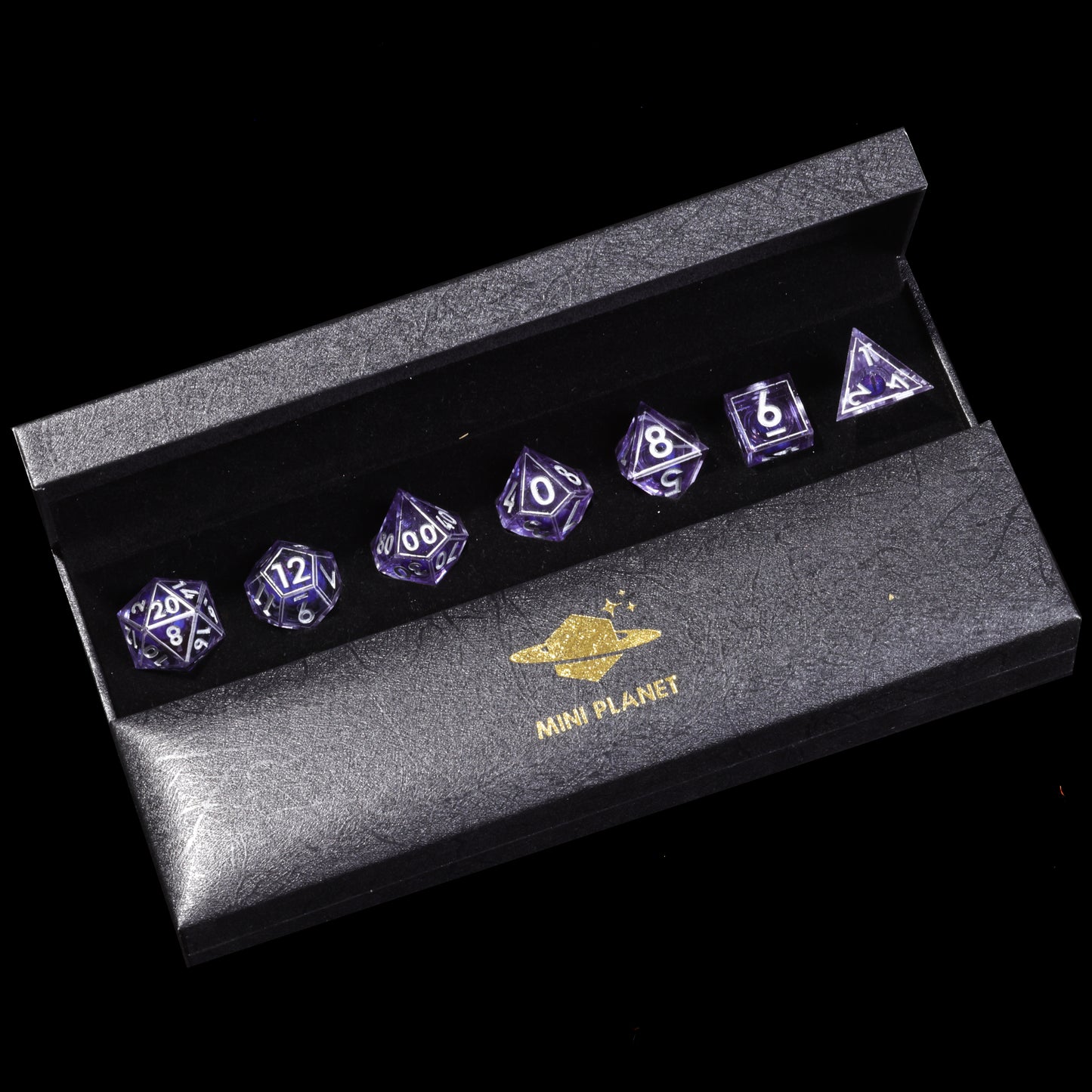 Purple Dragon Eye2 Handmade Sharp Edge 7 Piec Reesin d&d Dungeons and Dragons Dice Set
