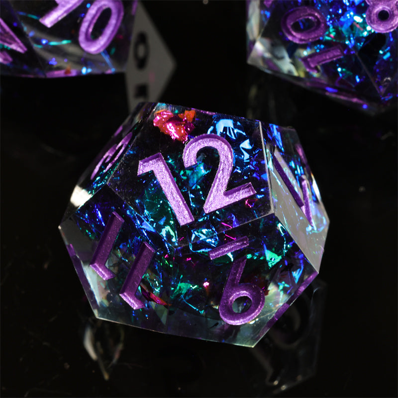 Bluestar Handmade Sharp Edge 7 Piece Resin d&d Dungeons and Dragons Dice Set