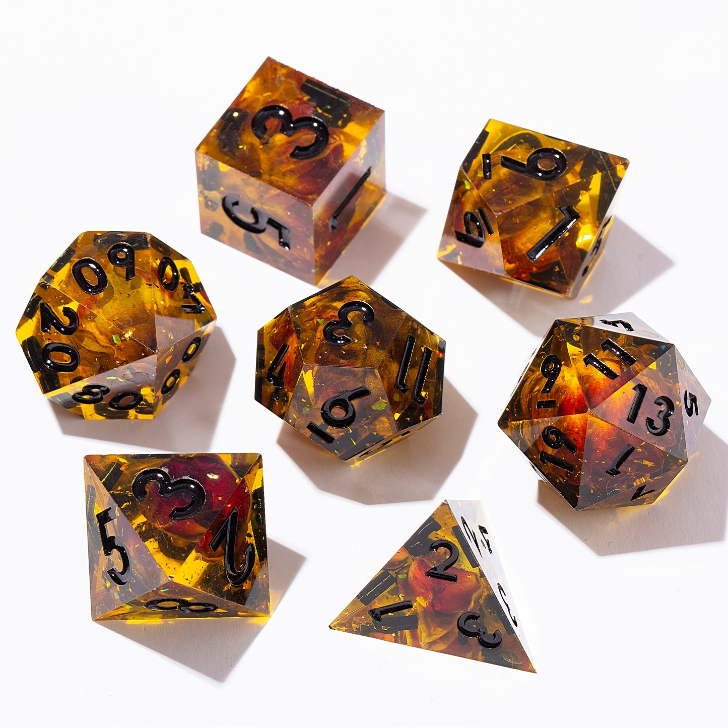 Blooming Poison Handmade Sharp Edge 7 Piece Resin d&d Dungeons and Dragons Dice Set