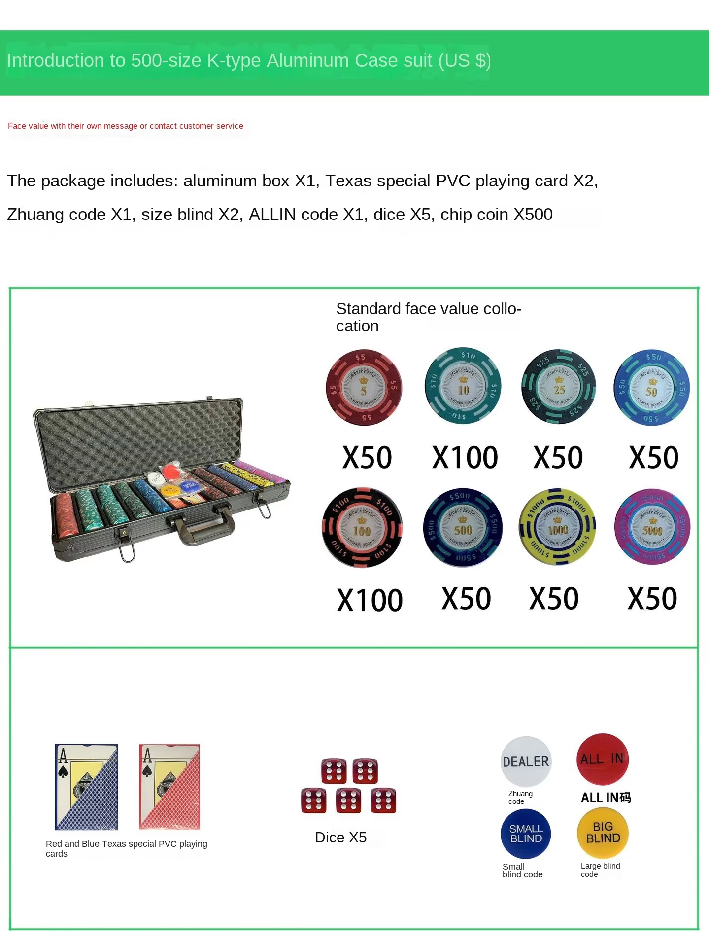 Mini Planet Wholesale Custom 500pc 14g Clay Poker Chips Set Texas Hold'em Game Kit with Aluminum Suitcase Custom for Casino