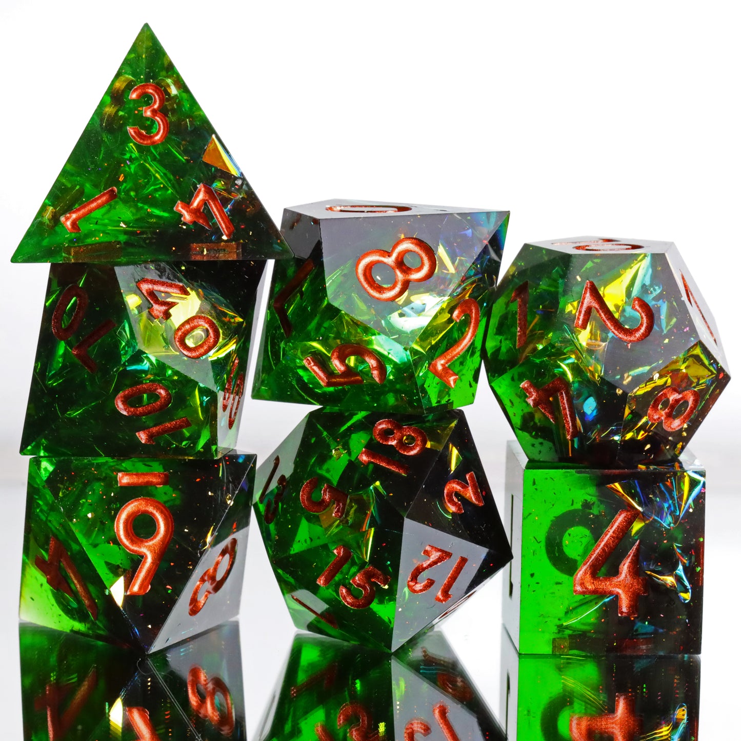 Word Of Death Handmade Sharp Edge 7 Piece Resin d&d Dungeons and DragonsDice Set
