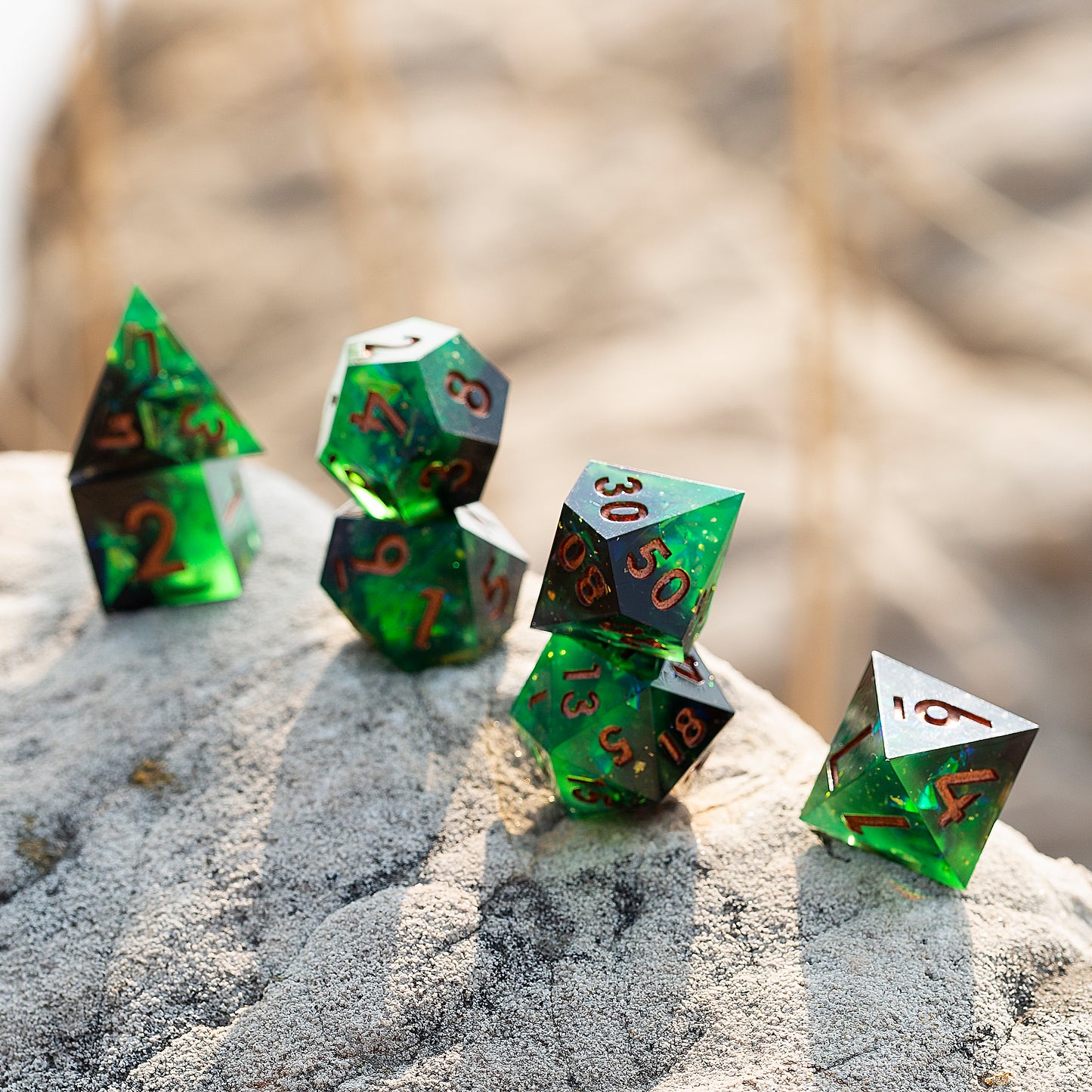 Word Of Death Handmade Sharp Edge 7 Piece Resin d&d Dungeons and DragonsDice Set