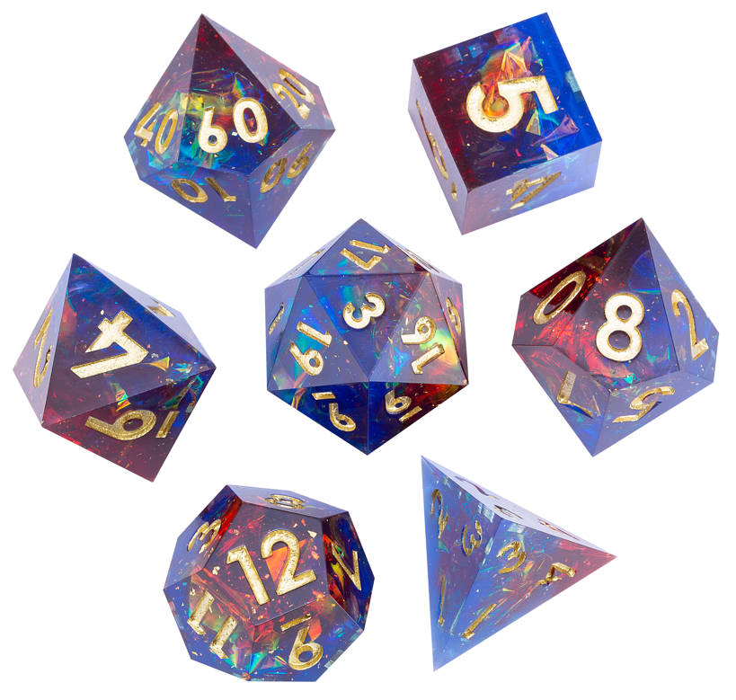 Deep Sea Magic-Handmade Sharp Edge 7 Piece d&d Dungeons and Dragons Dice Set