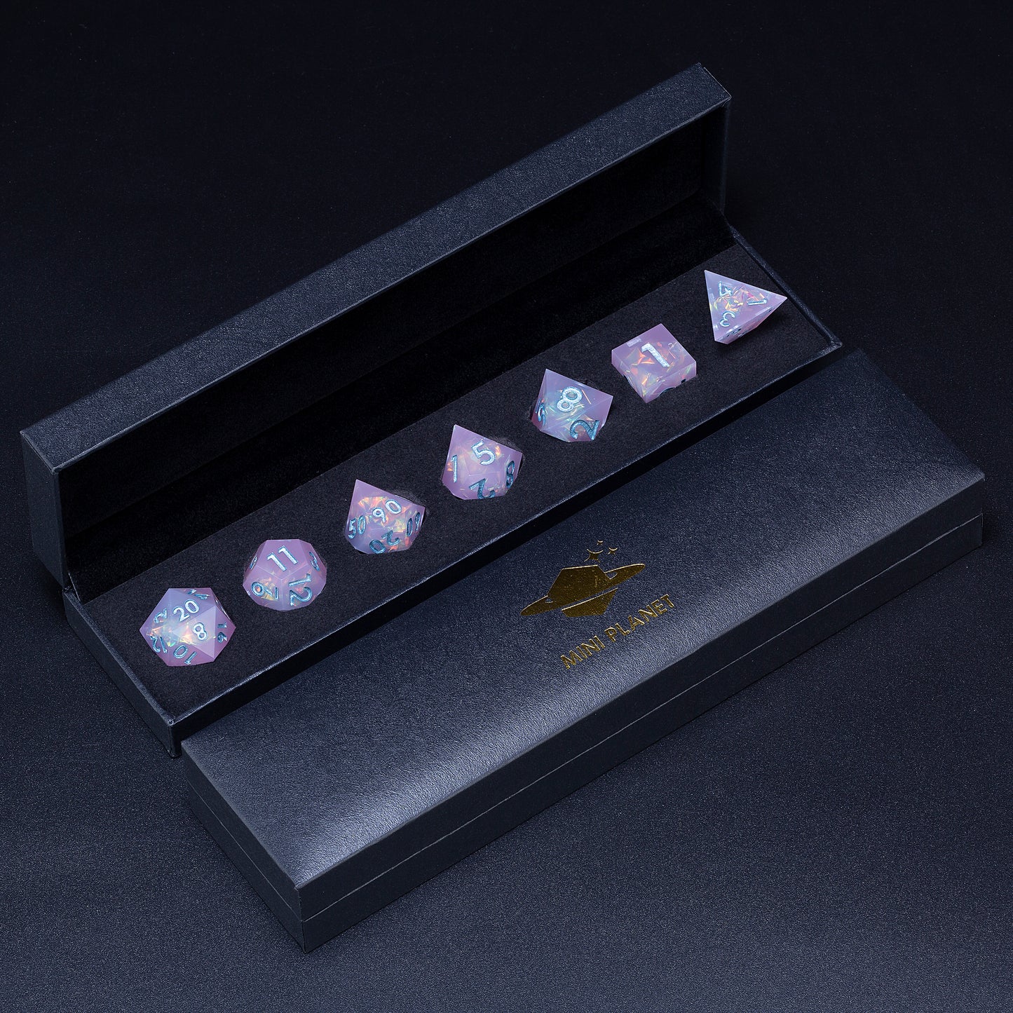 Mild Coldness Handmade Sharp Edge 7 Piece Dice Set