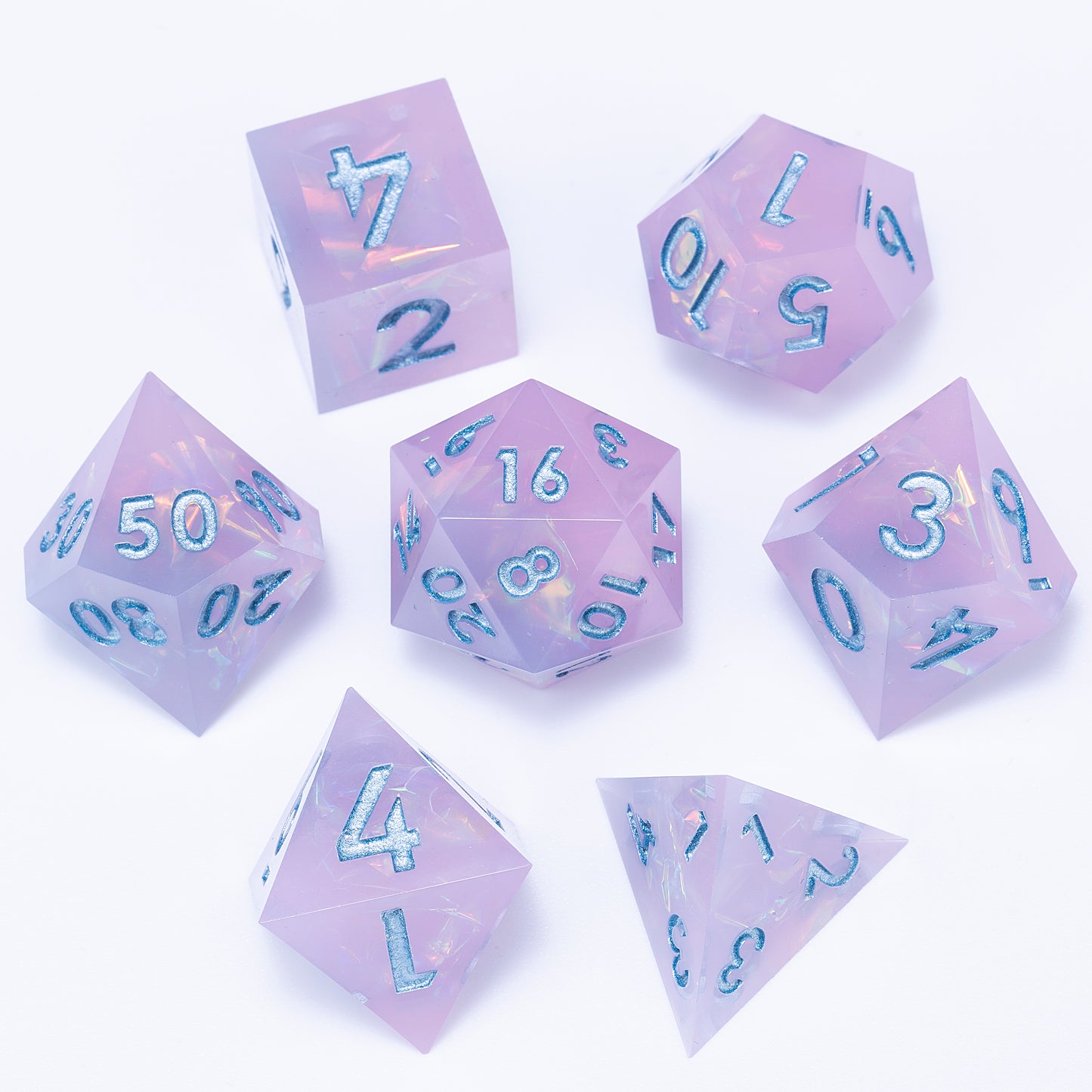Mild Coldness Handmade Sharp Edge 7 Piece Dice Set