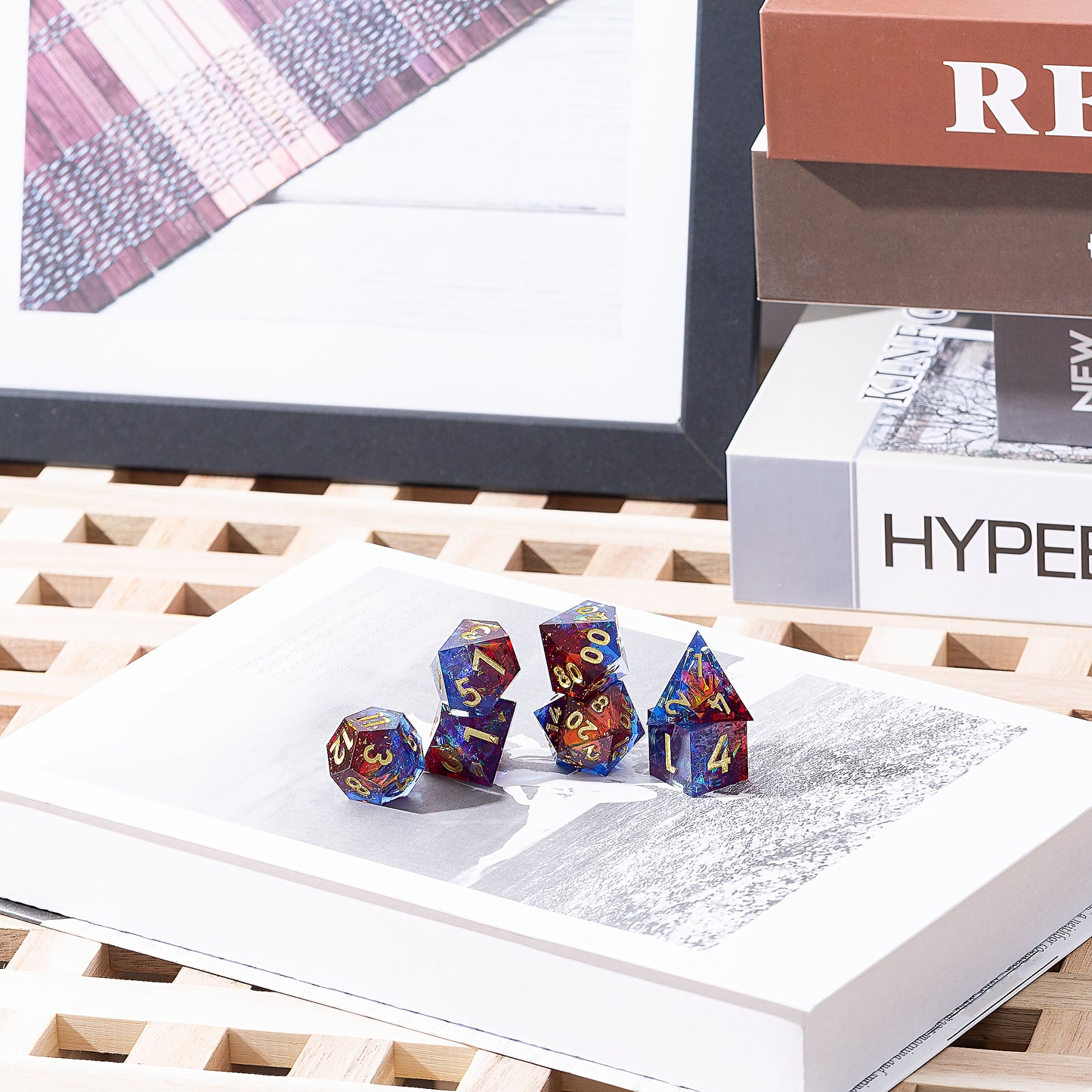Deep Sea Magic-Handmade Sharp Edge 7 Piece d&d Dungeons and Dragons Dice Set