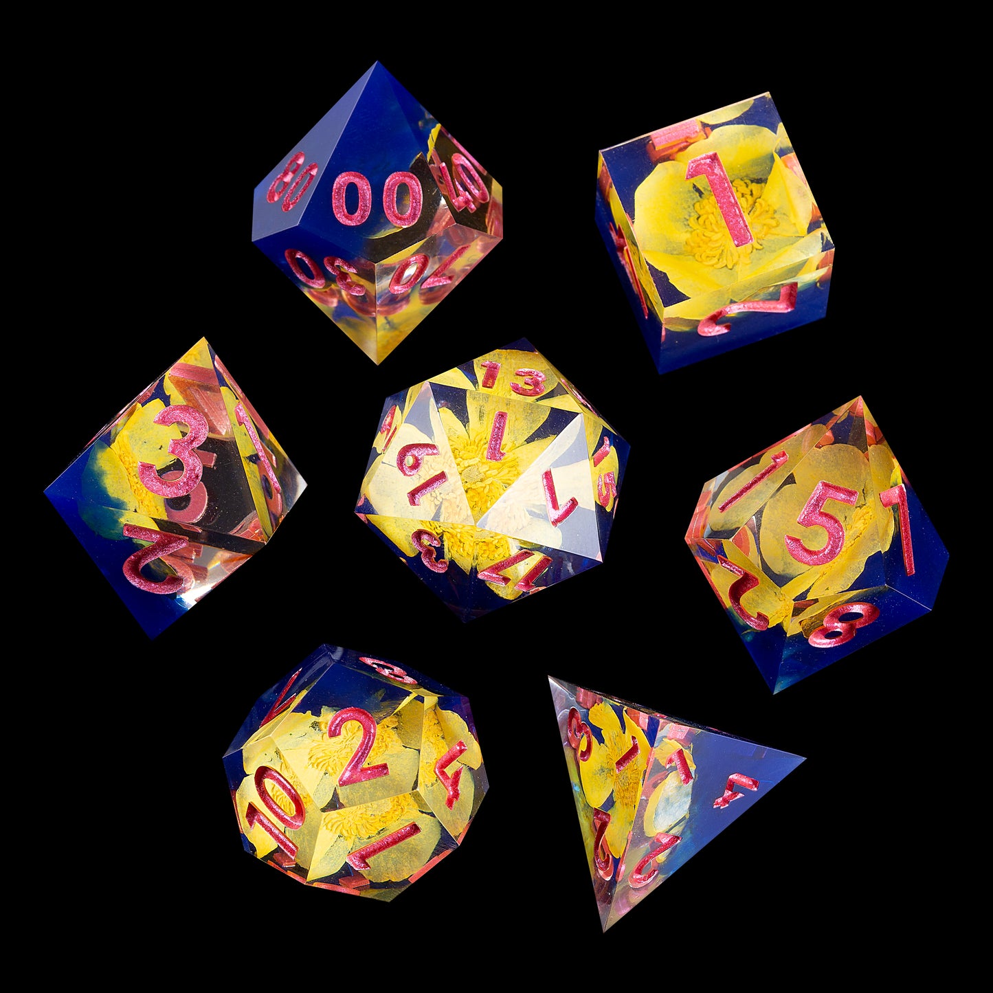 Wizard Charm Handmade Sharp Edge 7 Piece Dice Set