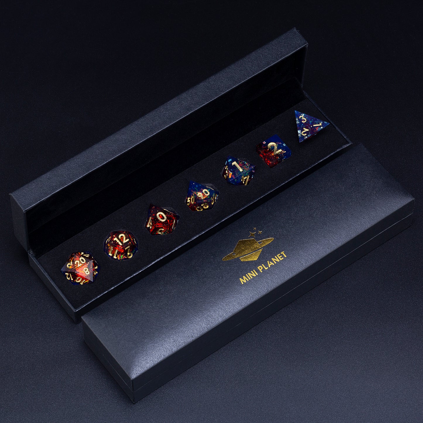 Deep Sea Magic-Handmade Sharp Edge 7 Piece d&d Dungeons and Dragons Dice Set