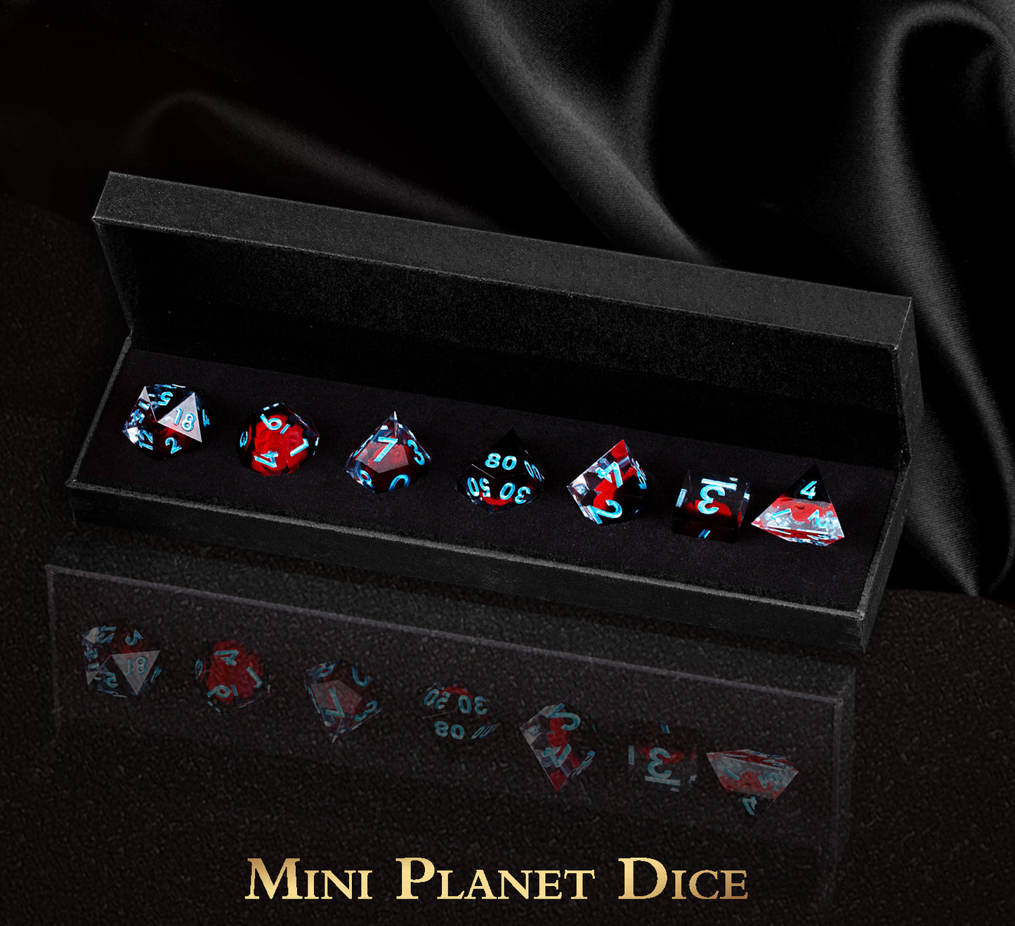 Spooky Flower Handmade Sharp Edge 7 Piece Reesin d&d Dungeons and Dragons Dice Set