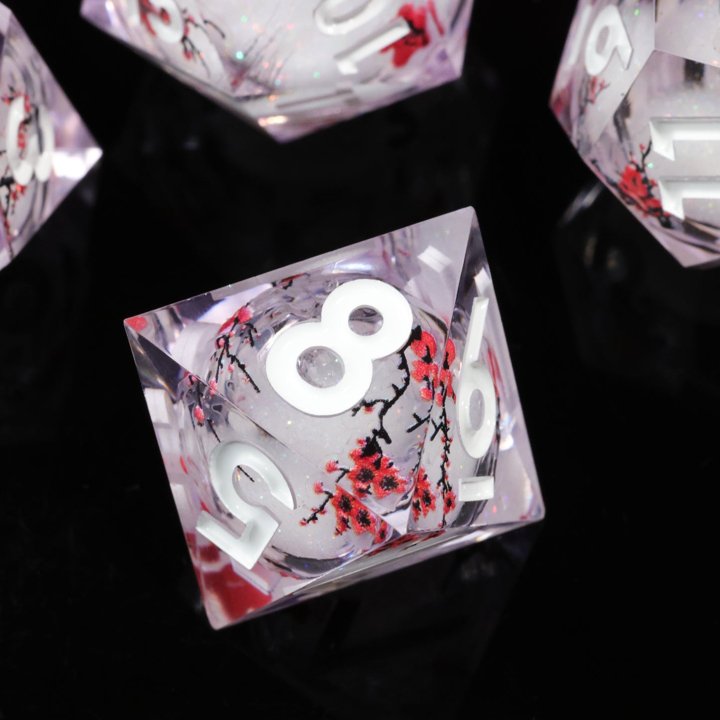 Handmade Sharp Edges Resin Dnd DIce Set-Red fallen plum