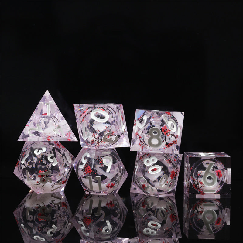 Handmade Sharp Edges Resin Dnd DIce Set-Red fallen plum