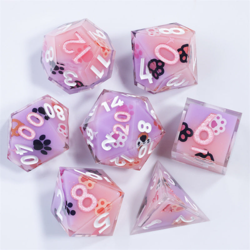 🐱✨Purrfectly Magical - Cat Claw Resin Dice Set for D&D 🏰🐉