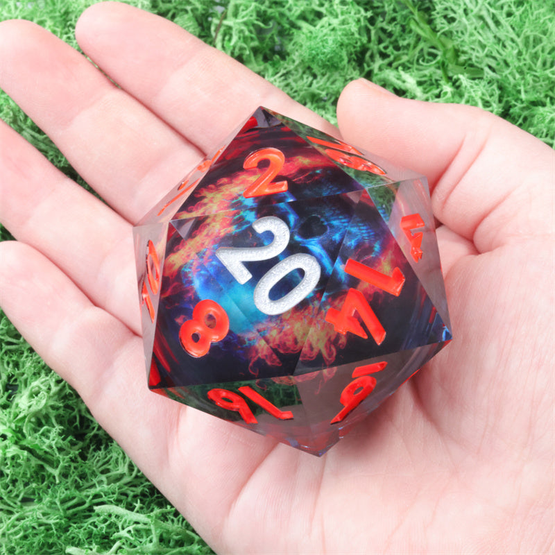 50mm D20 Handmade Sharp Edges Resin Led Battery Dice