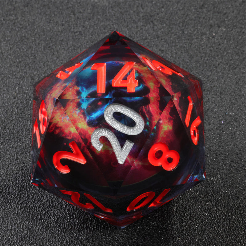 50mm D20 Handmade Sharp Edges Resin Led Battery Dice