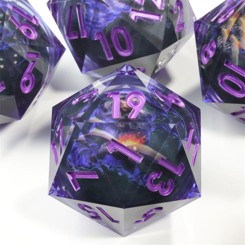 50mm D20 Handmade Sharp Edges Resin Led Battery Dice