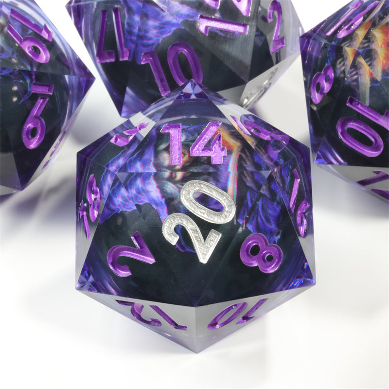 50mm D20 Handmade Sharp Edges Resin Led Battery Dice