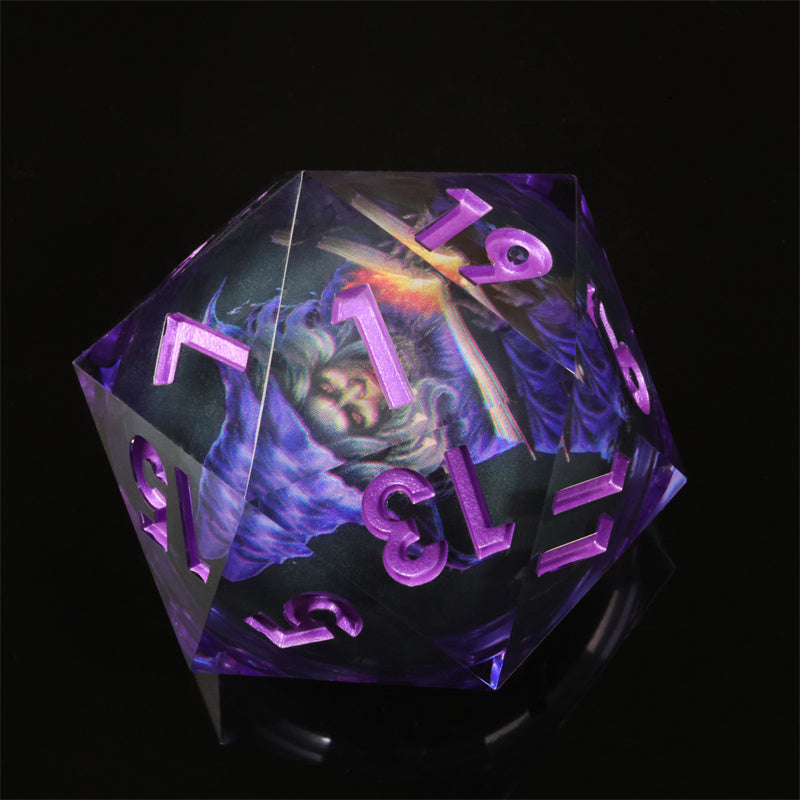 50mm D20 Handmade Sharp Edges Resin Led Battery Dice