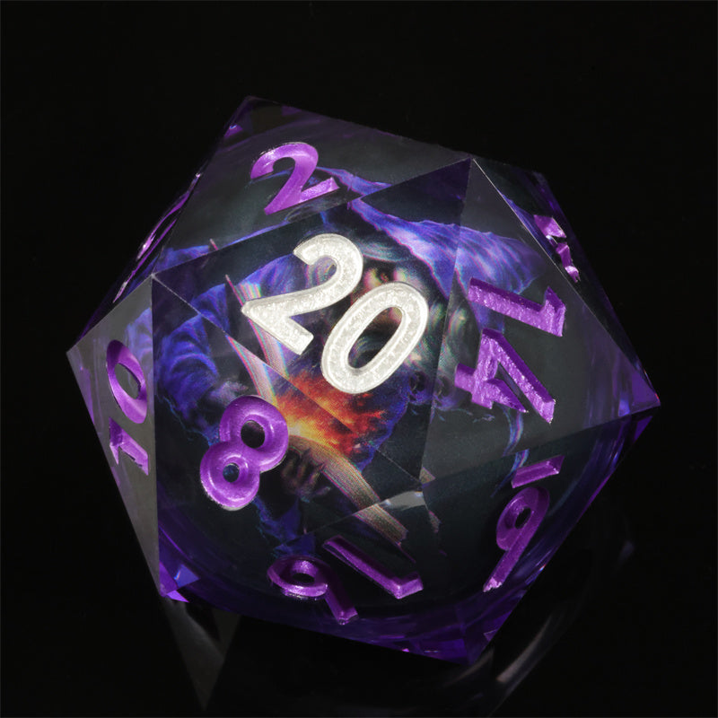 50mm D20 Handmade Sharp Edges Resin Led Battery Dice