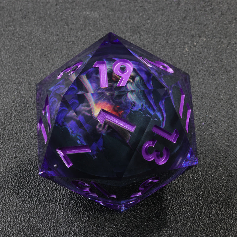 50mm D20 Handmade Sharp Edges Resin Led Battery Dice