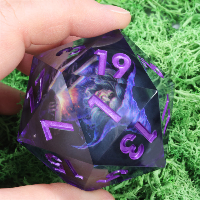 50mm D20 Handmade Sharp Edges Resin Led Battery Dice