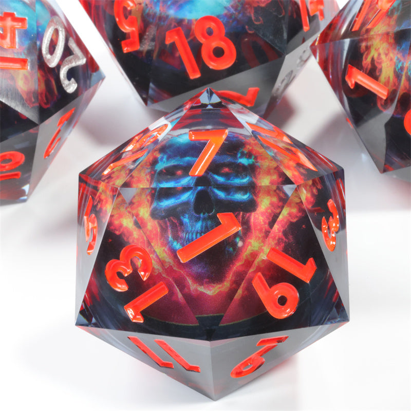 50mm D20 Handmade Sharp Edges Resin Led Battery Dice