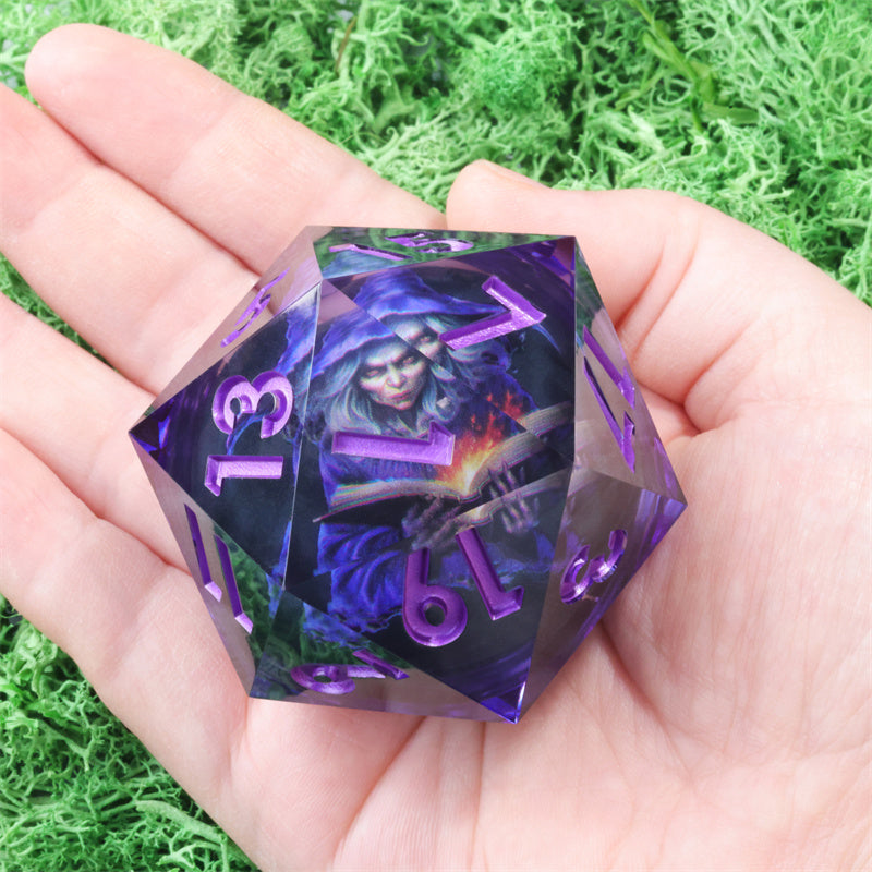 50mm D20 Handmade Sharp Edges Resin Led Battery Dice