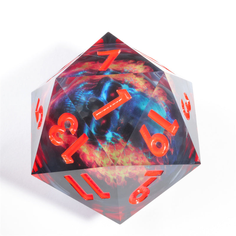 50mm D20 Handmade Sharp Edges Resin Led Battery Dice