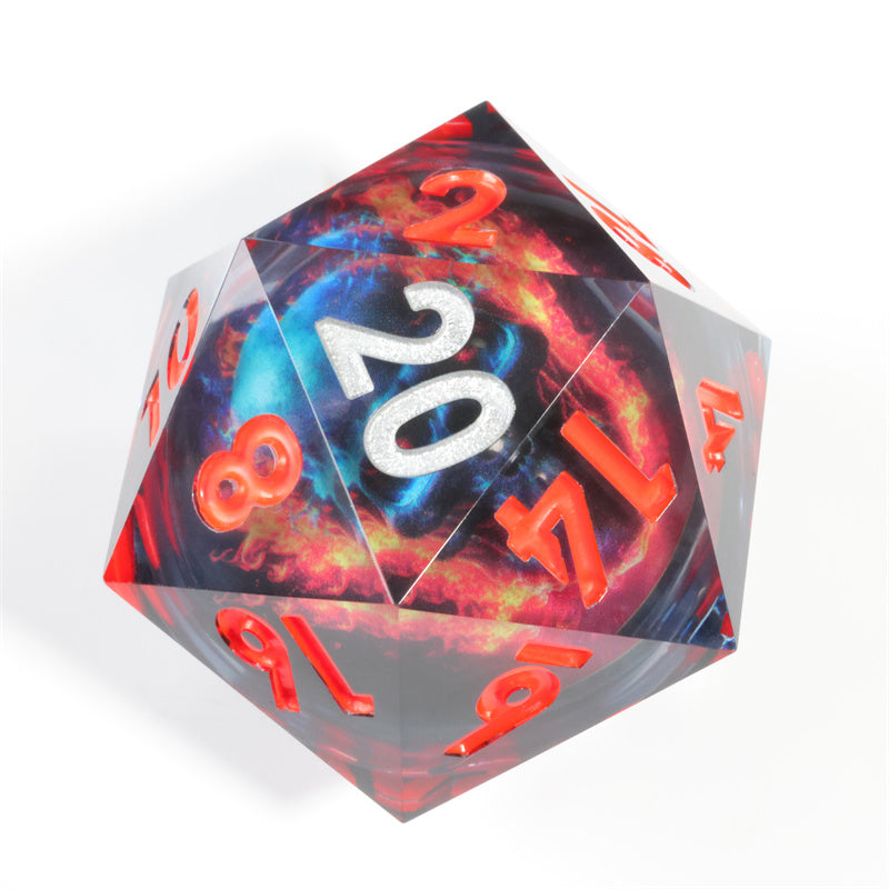 50mm D20 Handmade Sharp Edges Resin Led Battery Dice