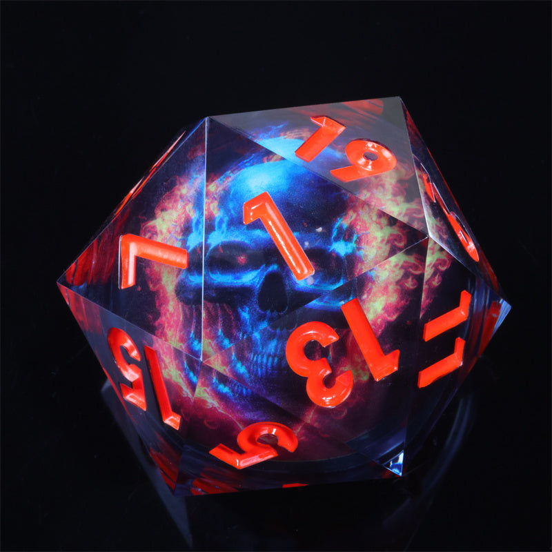 50mm D20 Handmade Sharp Edges Resin Led Battery Dice