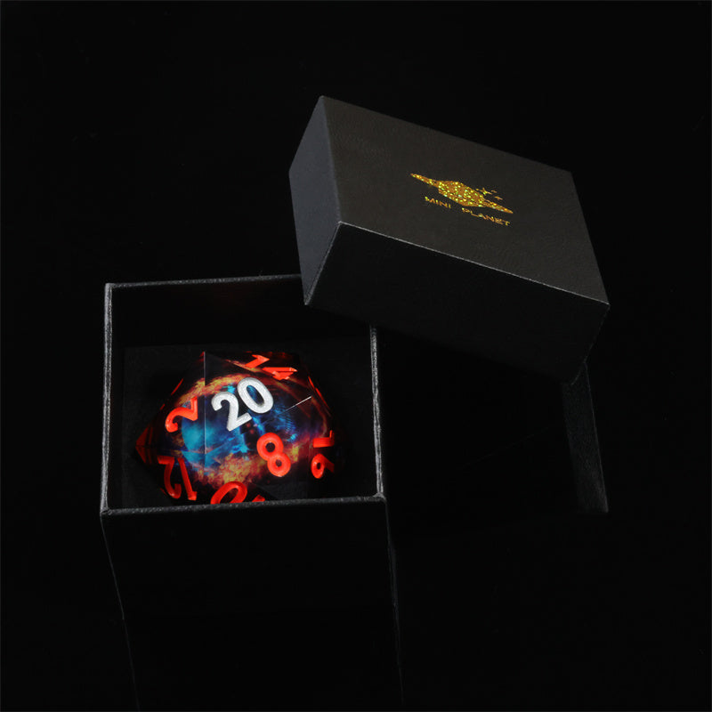 50mm D20 Handmade Sharp Edges Resin Led Battery Dice