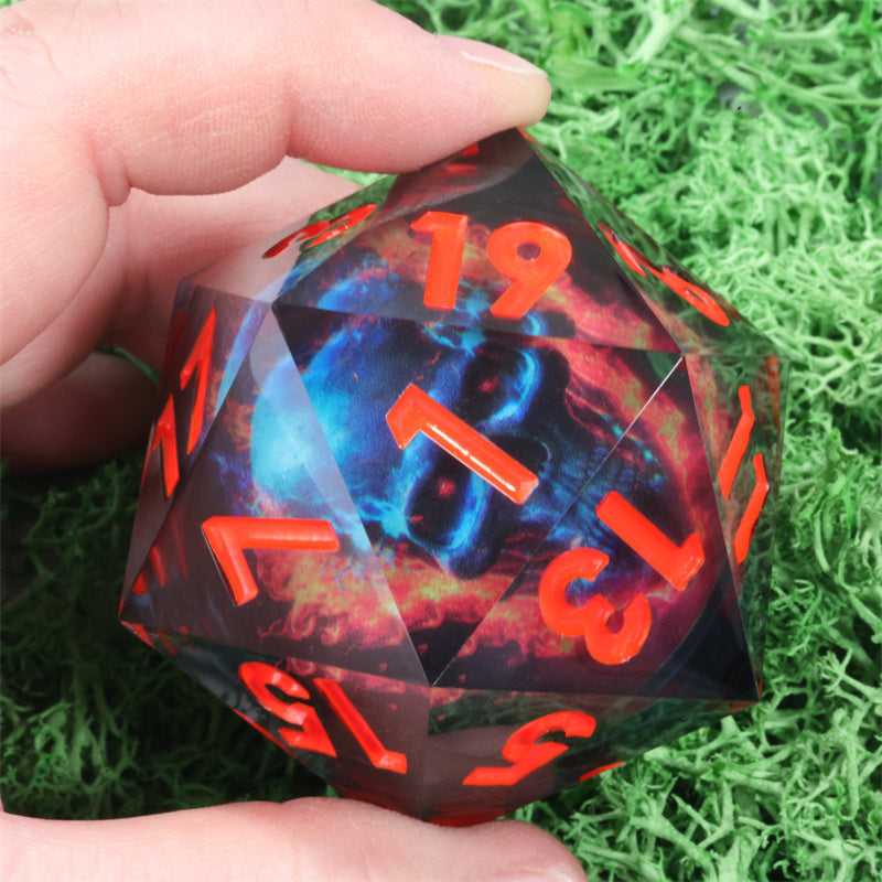 50mm D20 Handmade Sharp Edges Resin Led Battery Dice