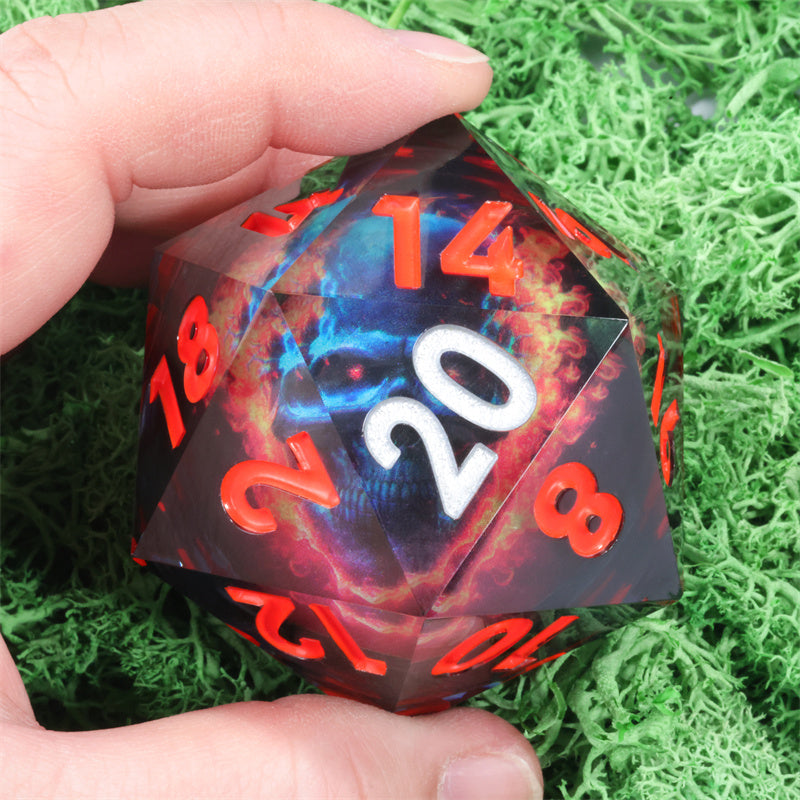 50mm D20 Handmade Sharp Edges Resin Led Battery Dice