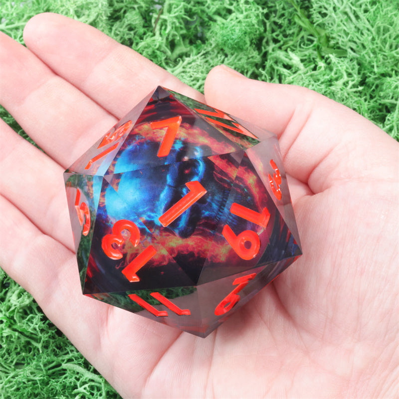 50mm D20 Handmade Sharp Edges Resin Led Battery Dice